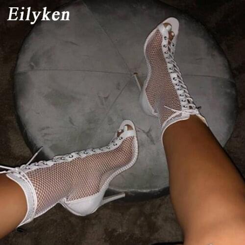 Eilyken High Quality Gladiator Women Boot Sandals Peep Toe Hollow Out Lace Up Sexy Hollow out Pumps Woman Sandals Black