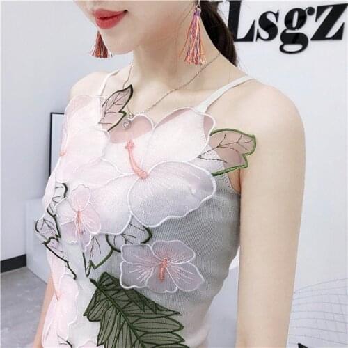 Women Corset Tops Three-Dimensional Flower Embroidery Knitted Camisole Womens Clothing Tank Camis Crop Top For Women