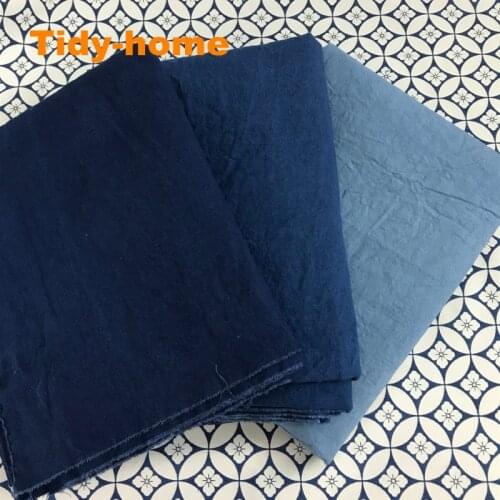 100% Cotton Handmade Blue Dye Natural Plant Dyed Indigo Sashiko Fabric DIY Fabric Width 150cm