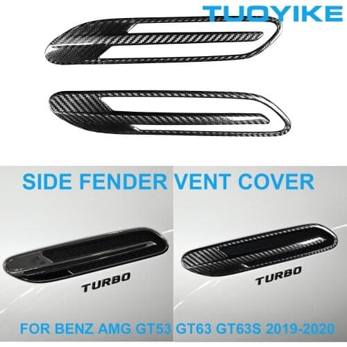 2PCS LHD RHD Car Styling Real Carbon Fiber Side Fender Fin Vent Trim Cover Sticker For Mercedes BENZ AMG GT53 GT63 GT63S 19-2020