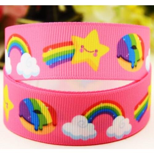 22mm 25mm 38mm 75mm Rainbows cartoon printed Grosgrain Ribbon party decoration 10 Yards X-04483