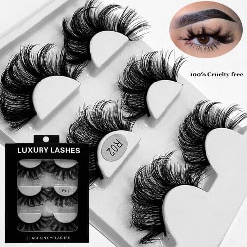 3Pair 20mm Fluffy 3D Mink Lashes 100% Cruelty free Handmade Eyelashes Dramatic Long Natural Lashes Eye Extension Makeup Tools