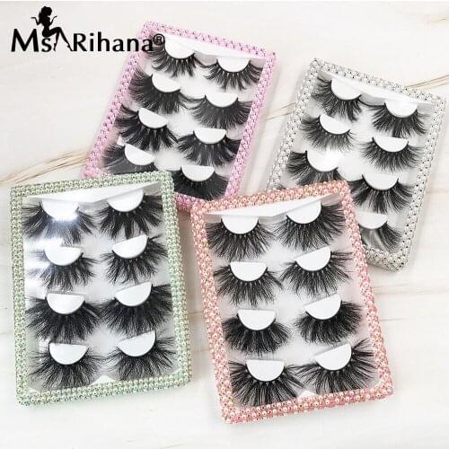 4 Pairs/Set 5D 25MM False Eyelash Extension In Bulk Luxury Fluffy Wispy 3D Mink Eyelashes Diamond Packaging Box Makeup Tool Logo