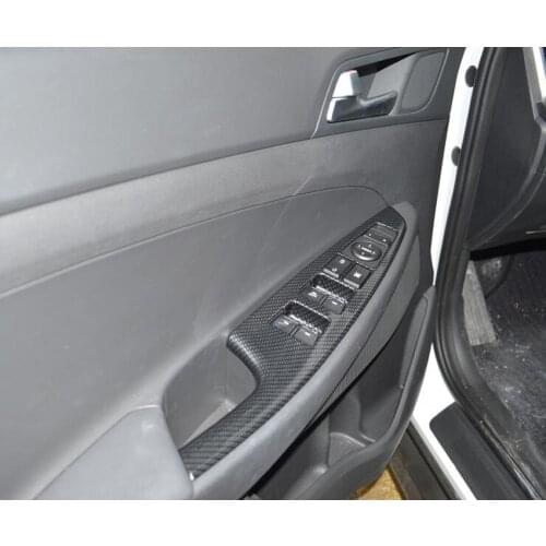 4Pcs/set Car Interior Door Handle Armrest Panel Window Switch Button Frame Trim Cover Styling For Hyundai Tucson 2015