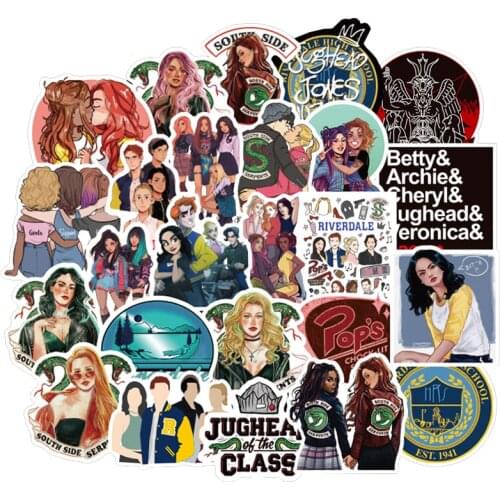 50pcs Riverdale Stickers PVC for DIY Stationery Laptop Skateboard PS4 Guitar Helmet Toy Graffiti Waterproof Cool Sticker