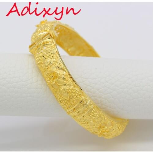 Adixyn THREE SIZE Dubai Bangles For Women 24k Gold Color/Copper Bangles&Bracelet African/Arab/Middle Easter Party Gifts