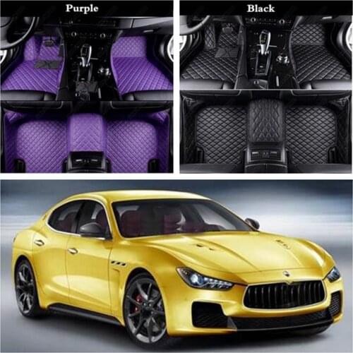 Car Floor Mats Automobile Foot Mat for Maserati Quattroporte Ghibli Levante GranTurismo Non-slip Leather Auto Carpet Cover