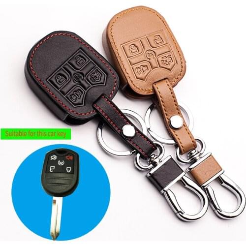Car-cover For Ford Explorer 5 Transponder Key L21 High Quality Leather Car Key Style Ring Chain Case Cover Auto Accessories