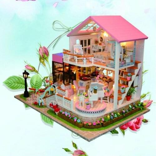 Decorative Modern Wooden DIY Doll House villa Miniature Handmade Assembly Model Toy Furniture Dollhouse Birthday Gifts Christmas