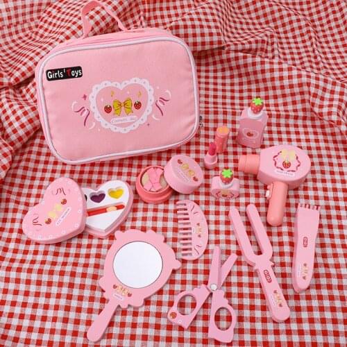 Childrens Simulation Pretend Play Girls Games Cosmetics Set Toy For Baby Wooden Play House Makeup Packaging Infant Girl Toys