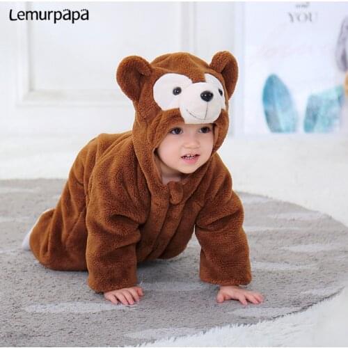 Infant Baby Clothes Romper Winter Baby Kids Onesie Cute Newborn Rompers Funny Cute Bear Baby Costume Soft Warm Outfit ropa bebe