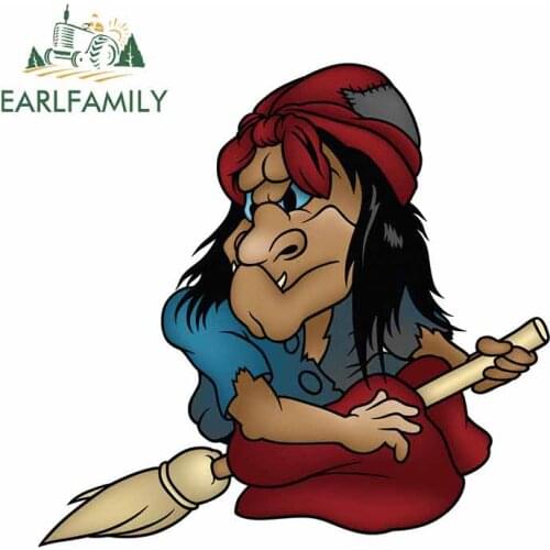 EARLFAMILY 13cm x 12.2cm For Cartoon Witch Car Stickers Surfboard Fine Decal Car Door Protector Custom Printing For JDM SUV RV
