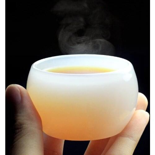 Exquisite White Jade Porcelain Teacup Bowls Master Teaware Personal Glass Single Cup Chinese Kung Fu Pu'er Tea Set Drinkware