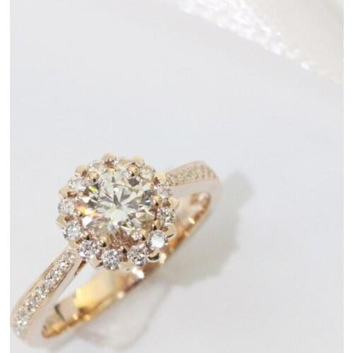 Diamonds Ring Solid 14K Yellow Gold Fine Jewelry 0.19ct VVS G color Natural Diamonds Engagement Wedding Ring for Women