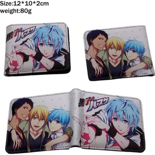 Anime Kuroko No Basuke Kuroko Tetsuya Pu Short Wallet Bifold Photo Card Holder Layers Leather Boys Girls Coin Zip Pocket Purses