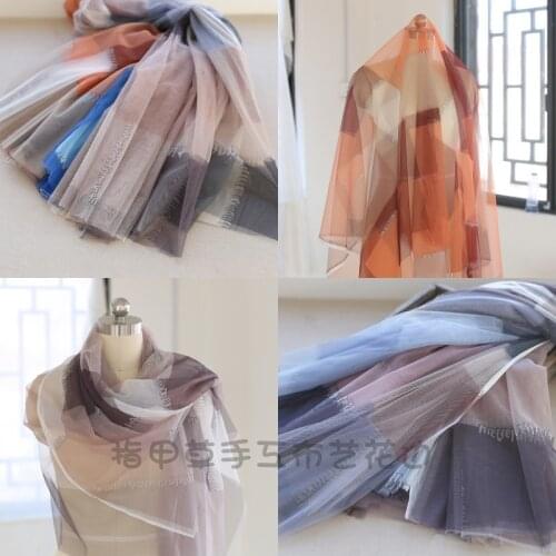 100x150cm Plaid Print Guipure Tulle Lace Fabric Clothes Gauze Material Dress Dentelle Scarf Shawl Sewing Accessories Decoration