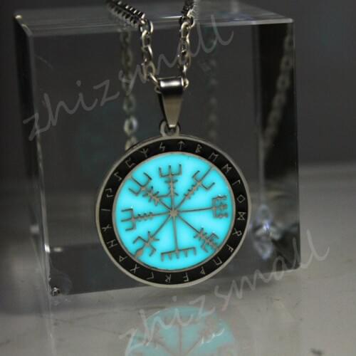 Stainless steel Viking Pirate compass necklace Vikings Necklace GLOW in the DARK Pendants & Necklaces women men boy girls gift