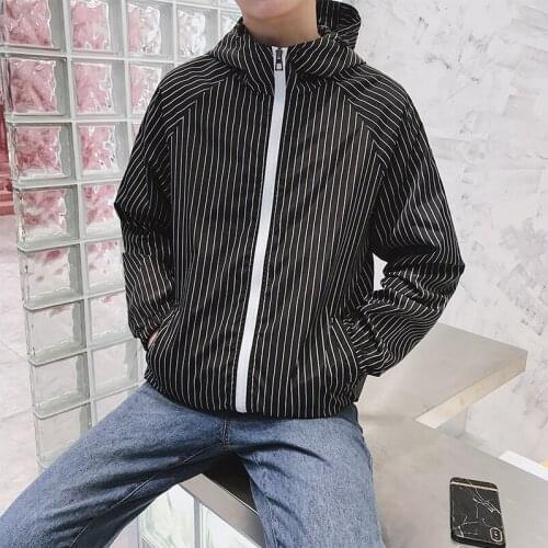 Spring Autumn Mens Jackets Fashion Casual White Stripes Spportswear Streetwear Outwear Hooded Coat Pilot Bomber Jacket