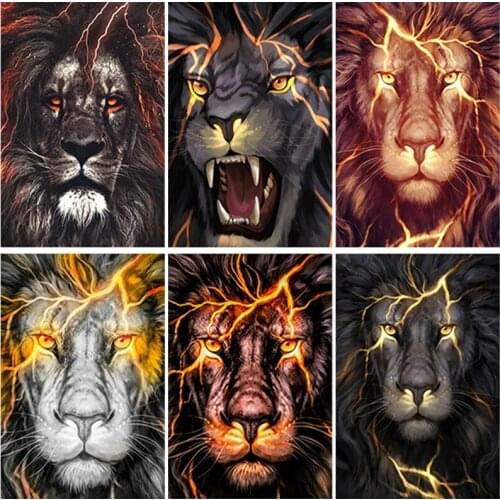 Full Square Drill 5D Diamond Painting Lion Cross Stitch Mosaic Diamond Embroidery Animals Rhinestone Pictures Home Decoration