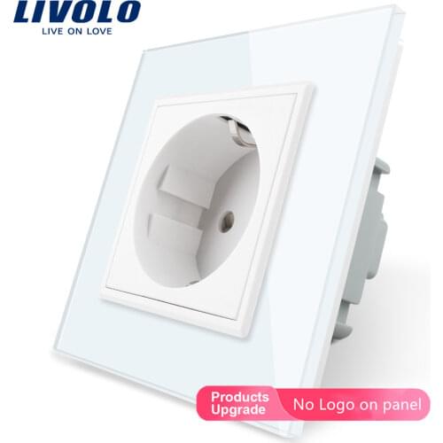 Livolo EU Standard Power Socket, White Crystal Glass Panel, AC 110~250V 16A Wall Power Socket, Free Shipping