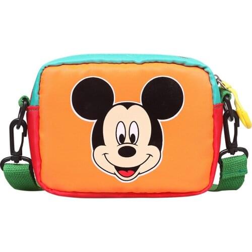 Disney cartoon Mickey boy girl cute lightweight nylon small square bag shoulder messenger handbag mobile phone storage bag
