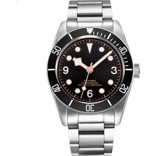 Corgeut 41mm stainless steel mechanical Wrist watch sapphire glass waterproof mens steel band Watch