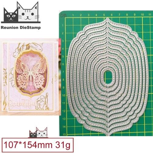 Oval Base Border Metal Cutting Dies Decorative Scrapbooking Steel Craft Die Cut Embossing Paper Cards Stencils