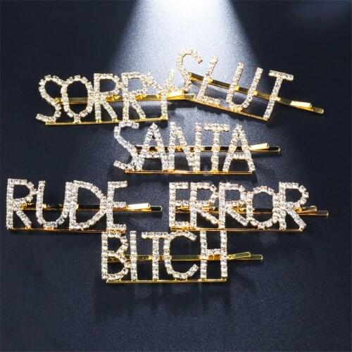 New 1PC Women LOVE/GIRL/BOSS Letter Crystal Hairpins Rhinestone Barrettes Hair Clips Hairgrips Headwear Hair Styling Accessories