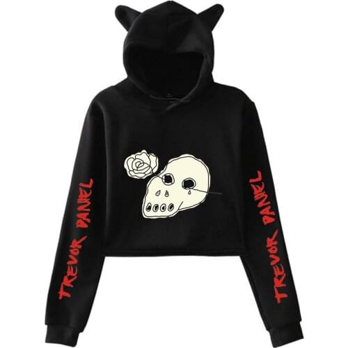 New Hot Trevor Daniel Treat People With Kindness Cat Sexy Hoodies Ladies Women Sexy Exposed Navel Kpop Pullover Sweatshirt