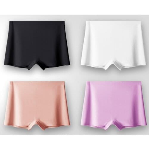 New Ice Silk Seamless Underwear Womens Cotton Crotch Boxer Shorts Ladies Pants Four Corners Anti-empty Summer Thin Section