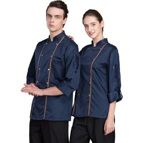 Chef Wearing Long-sleeved Plus Size Western Restaurant Dining Kitchen Uniform Cafeteria Dining Barbecue Cook Work Clothes H2038
