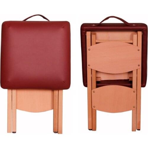 Beauty Salon Solid Beech Folding Stool Fashion PU Leather Seat Massage Stool High-grade Portable Campstool Stool Bed Foottool