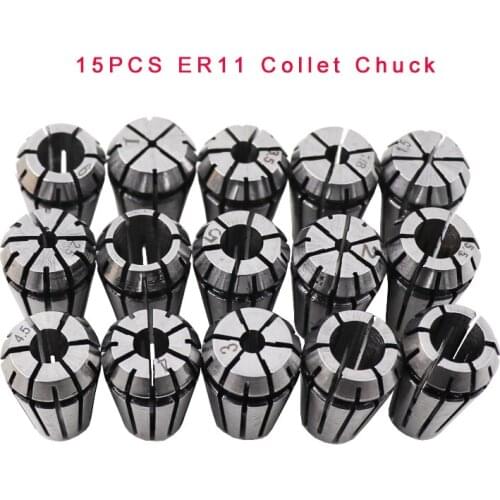 15PCS/Set (1-7mm+1/4‘’ 1/8‘’) ER11 ER Spring Collet Chuck for CNC Engraving Machine Milling Lathe Tool Holder