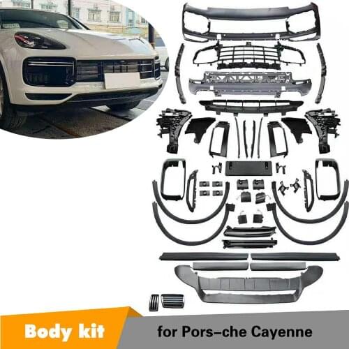 Full Body Kit for Porsche Cayenne 2018 2019 Front Bumper Rear Diffuser Side Skirts Racing Grill Wheel Eyebrow Car Modification