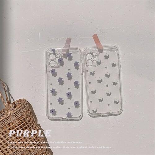 Korean Spring Flower Phone Case For iPhone 12 11 Pro Max XR XS Max 7 8 Plus SE2 TPU Shock Proof Phone Back Cover