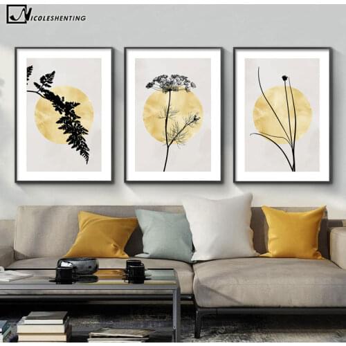 Plant Leaf Silhouette Canvas Abstract Painting Botanical Poster Nordic Print Wall Art Landscape Picture Modern Home Decoration