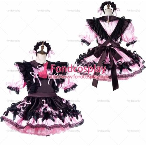 Sissy maid satin dress lockable Uniform cosplay costume Tailor-made[G2192]