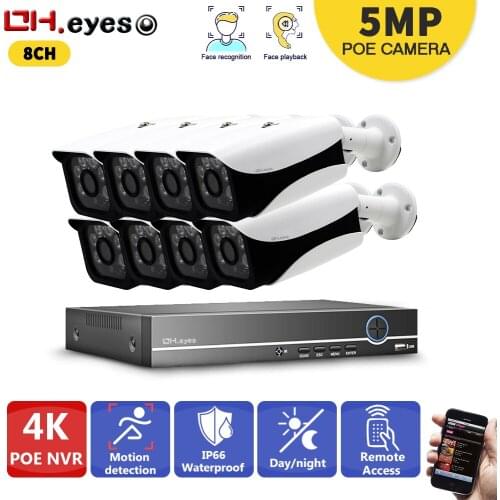 8CH 4K Ultra HD POE Network Video Security System 8MP H.265+ NVR With Audio Record 5MP Weatherproof IP Camera CCTV Security Kit