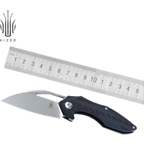Kizer folding knife Minitherium KI3502 survival knife carbon fiber handle mini pocket knife for hunting camping tools