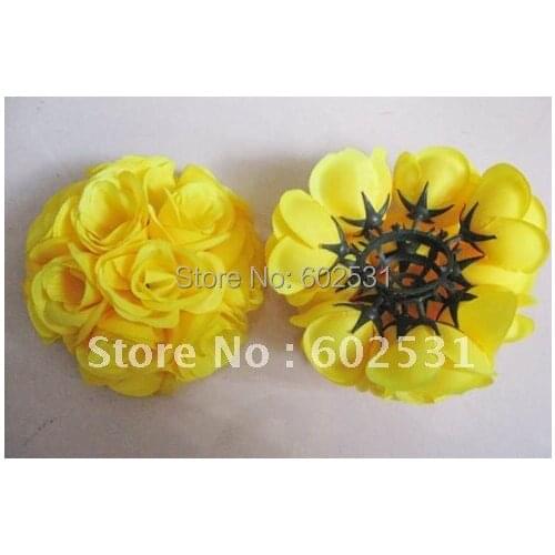 SPR 15cm wedding silk kissing flower ball-yellow,celebration decoration flower ball,party decoration flower ball