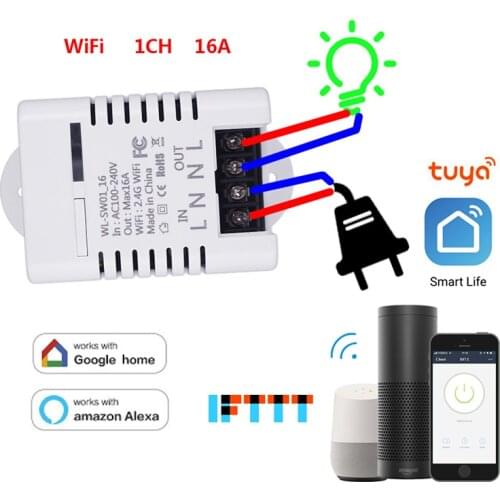 DIY Home Smart Voice Control Google/Alexa Tuya Smart Wifi Switch 16A