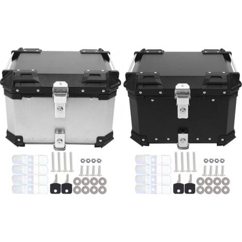 Universal 45L Motorcycle Aluminum Rear Trunk Storage Tool Box Top Case Tail Box Luggage For Honda / Kawasaki / Suzuki / Yamaha