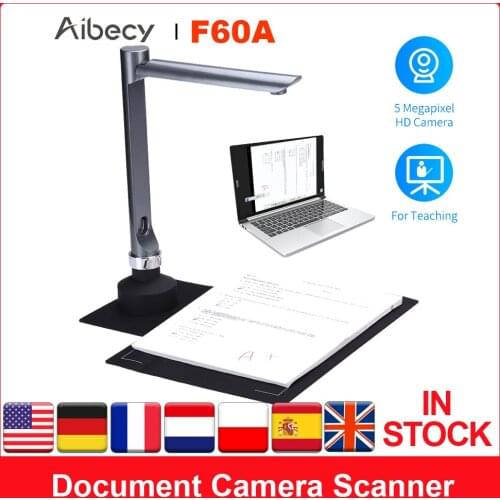 F60A USB Document Camera Scanner 5 Mega-Pixel HD Camera A4 Capture Size with LED Light Teaching Software for Online Teaching
