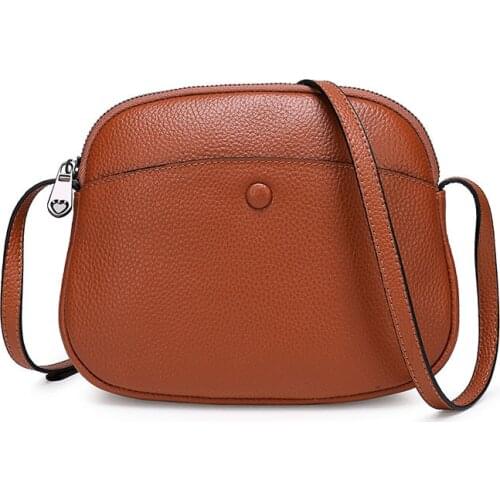 Pure Genuine Cow Leather Womens Shoulder Messenger Bag Casual Small Sling Bag Shell Crossbody Bags Sac Messager Femme