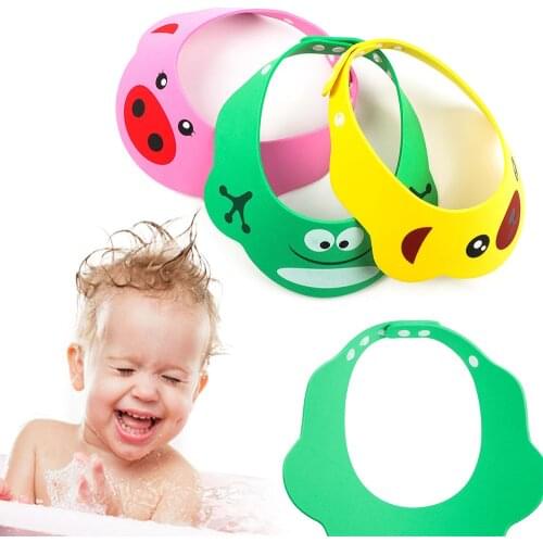 1 Pcs Baby Shower Hat Adjustable Baby Shower Hat Cartoon Toddler Kids Shampoo Cap Bathing Wash Hair Shield Bath Supplies