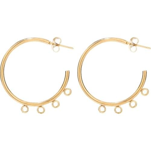 10 pcs/lot Hoop Earrings Stainless Steel Earrings Gold Tone Hoops DIY Earring for Women Girls Sensitive Earring