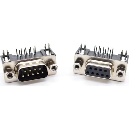 10PCS DB9 Female Male PCB Mount D-Sub 9 pin PCB Connector RS232 Connector 90-degree bent needle DR9