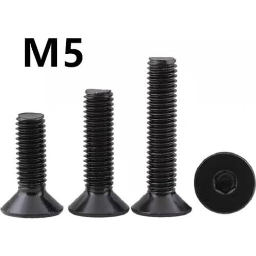 100pcs/lot M5x8/10/12/14/16/20/25/30/50mm DIN7991 GB70.3 Black 304 Stainless steel hexagon socket countersunk / flat head screw