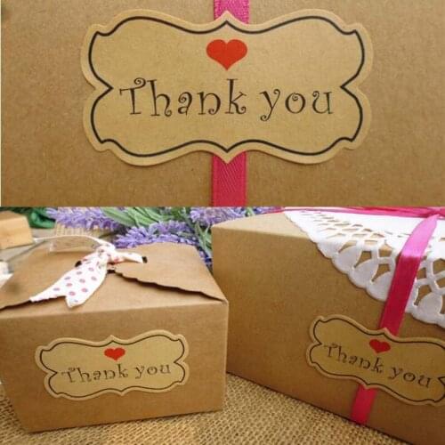 120pcs Thank you sealling label for handmade Kraft paper Adhesive Baking cake package Seal Sticker