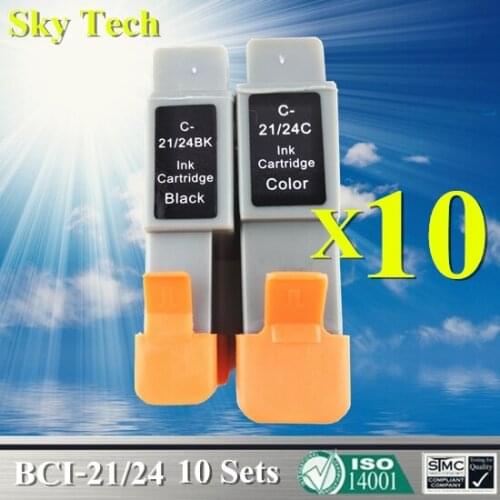 20X BCI21/24 BK/C Compatible Ink Cartridge For Canon C21 C24 For Canon iP1000 iP1500 iP2000 MP110 MP130 MP360 MP370 MP390 MPC190